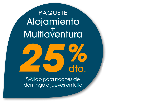 Julio Alojamiento + Multiaventura 25% dto. *Válido para noches de Domingo a jueves